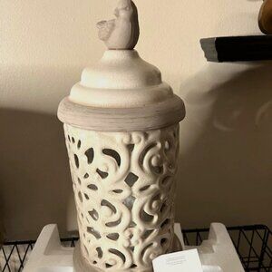 Valerie Parrhill Ceramic Lantern with 3"x6" wax pillar